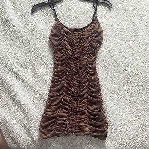 bodycon scrunched print mini dress